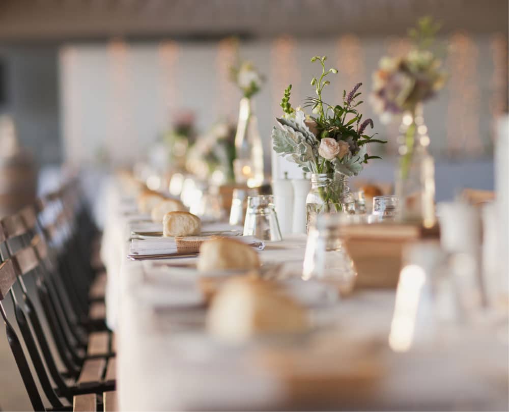 Flowers on the table at a private affair