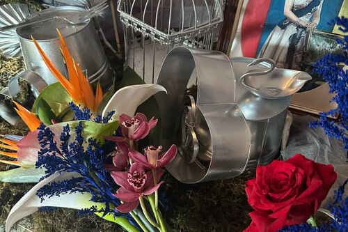 Cobalt Blue Wedding Bouquet with Cool Metallic Styling